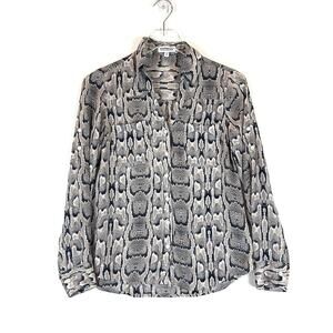 Express Women's Portofino Button Down Roll Tab Sleeve Snake Print Shirt XS